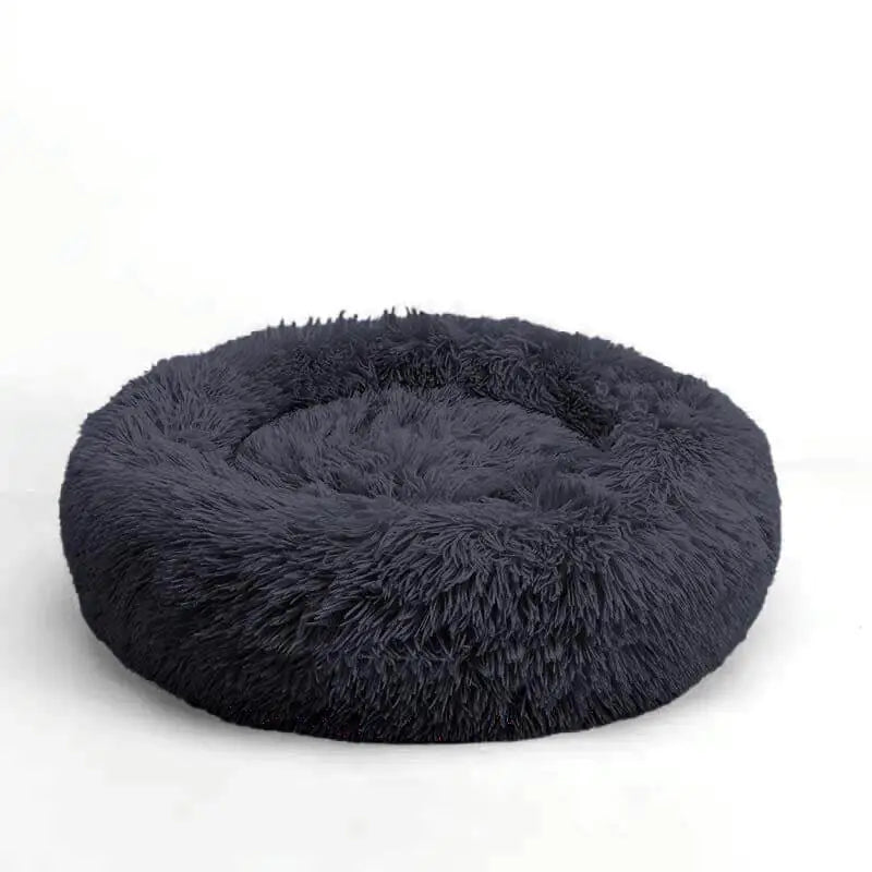 Round Plush Dog Bed - Cozy, Fluffy, Anti-Anxiety Cushion