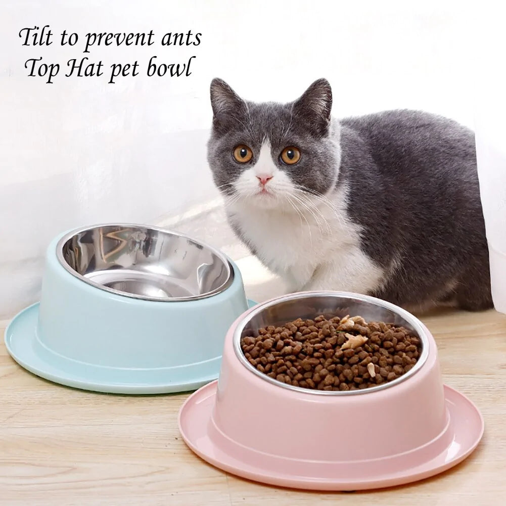 Hat-Shaped Non-Skid Pet Bowl - Tilted, No-Spill Design