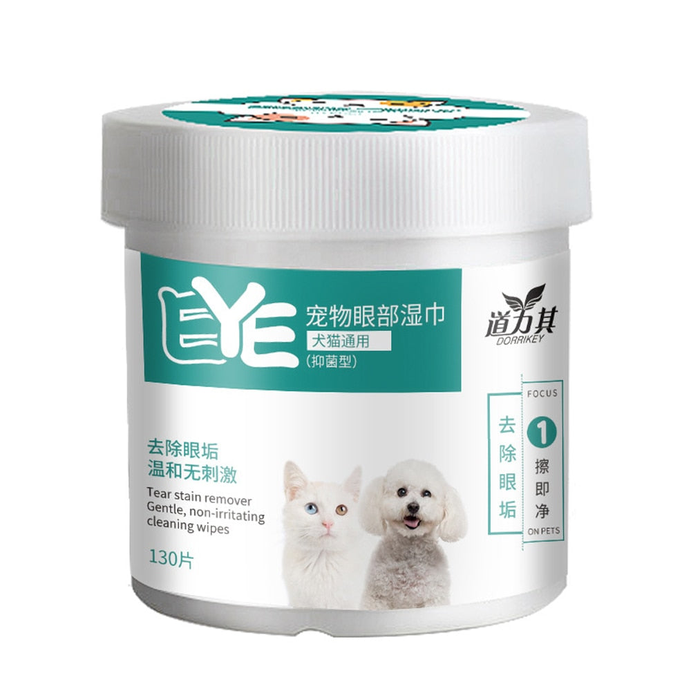 130PCS Pet Eye & Ear Wipes - Gentle Tear Stain Remover