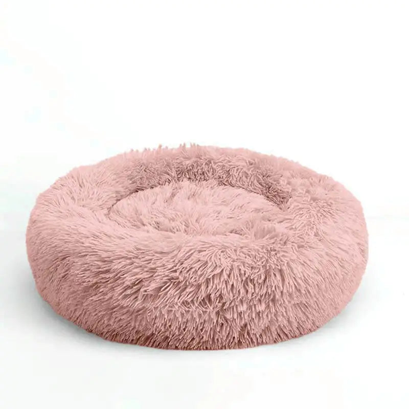 Round Plush Dog Bed - Cozy, Fluffy, Anti-Anxiety Cushion