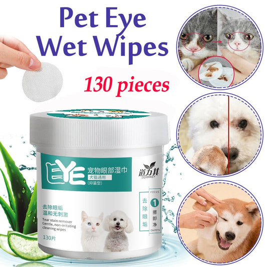 130PCS Pet Eye & Ear Wipes - Gentle Tear Stain Remover