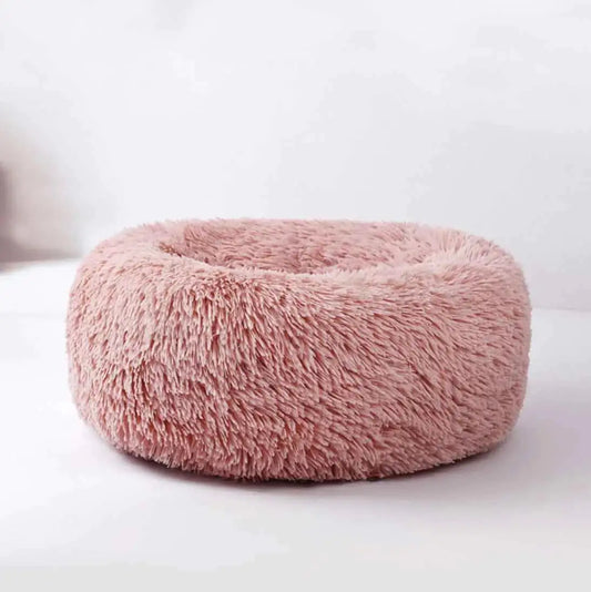 Round Plush Dog Bed - Cozy, Fluffy, Anti-Anxiety Cushion